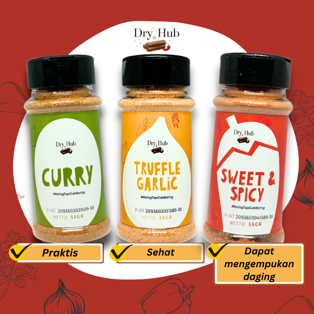 

Promo 7.7 Dry Hub [3 Pcs] All Variant Bumbu Instan Kering Bumbu Marinasi Bumbu Dapur