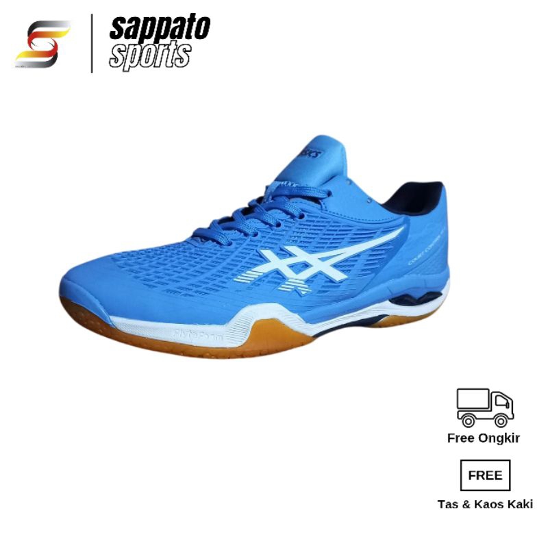 sepatu badminton court ff blue white sepatu bulutangkis nyaman
