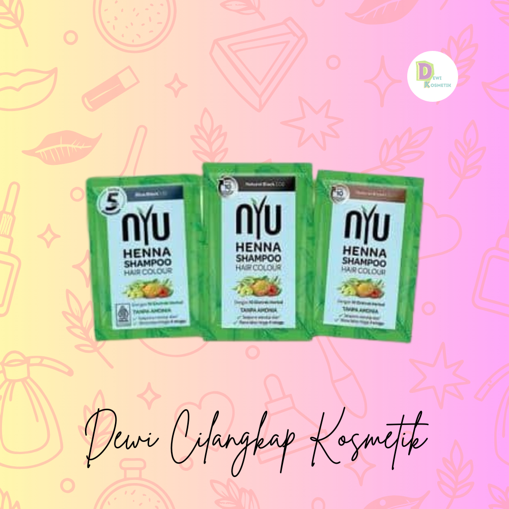 NYU Henna Shampoo Hair Colour Natural Black Brown Burgundy - Pewarna Rambut Shampoo