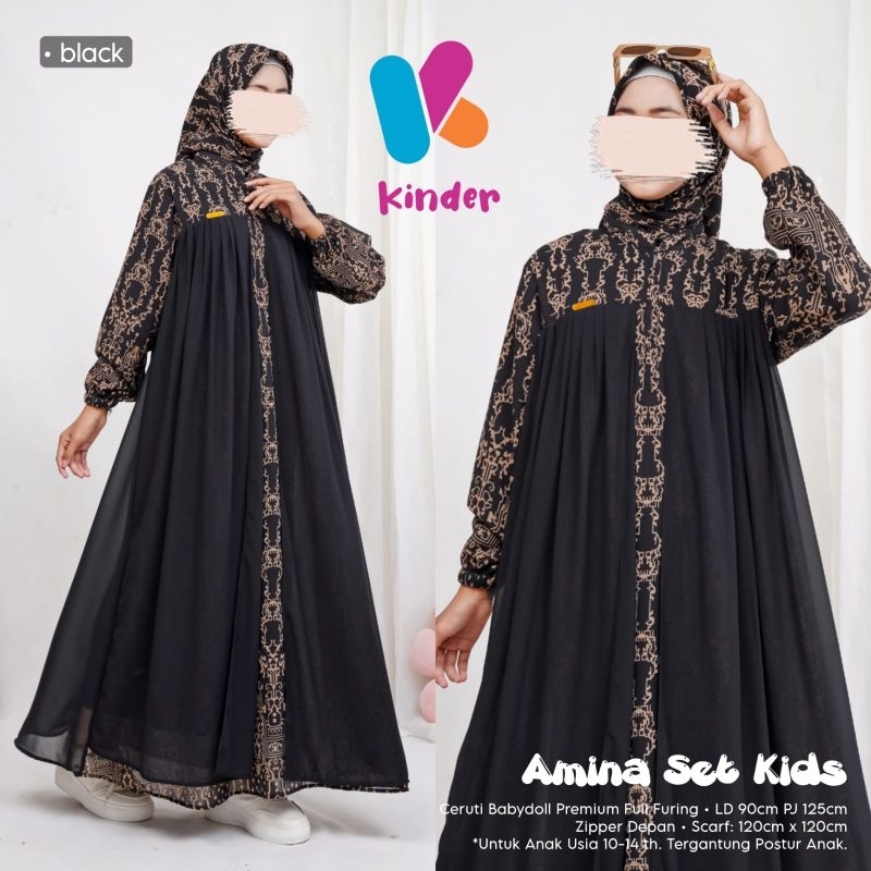 Dress Anak Gamis Remaja Gamis Set Anak Haziqa Amina Set Gamis Crinkle