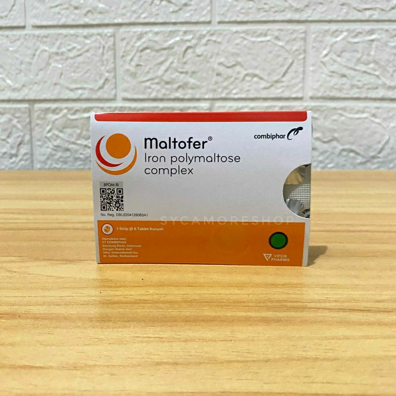 Tablet Kunyah Suplemen Zat Besi 100 mg untuk Mengatasi Defisiensi Zat Besi, Kemasan Strip Isi 6 Tabl