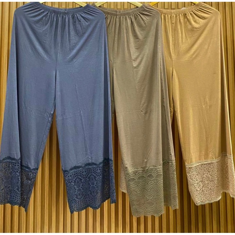 KODE I54H celana panjang Kulot Renda lebar  celana kulot wanita Bahan Rayon Premium Daleman Gamis Re