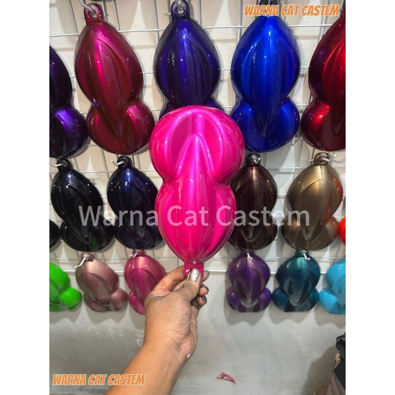 Cat Pink Magenta Metalik PU + Free Dasar Putih PU
