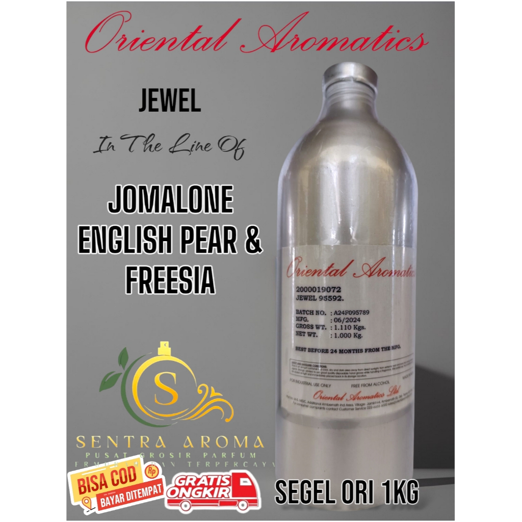 JEWEL { Jomalone English Pears } BY ORIENTAL AROMATICS BIBIT PARFUM MURNI KEMASAN SEGEL KALENG 1KG.