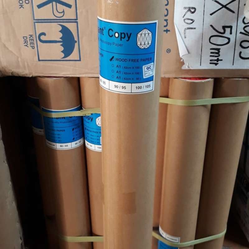 

DIAMANT KERTAS HVS ROLL 80 GSM UKURAN A0 A1 A2 / KERTAS PRINT FOTOCOPY ROLL