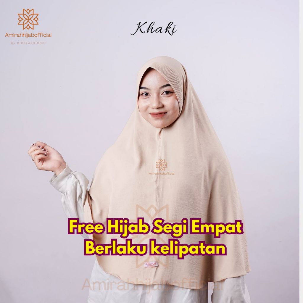 Amirah Hijab - Jilbab Instan Bergo Pakai Pet Bahan Crinkle Antem Size XL Warna Khaki