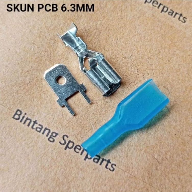 (SATU SET) SKUN PCB 6.3MM SKUN GEPENG SKUN LAMPU SOKET SKUN PCB