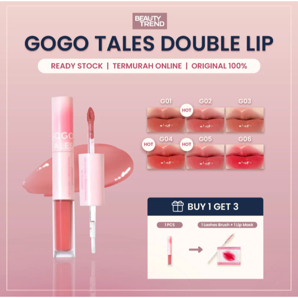 [READY ORI] Gogo Tales Lip Glaze Gogo Tales Non Stick Light Lip Glaze Double Headed Lipgloss GT559