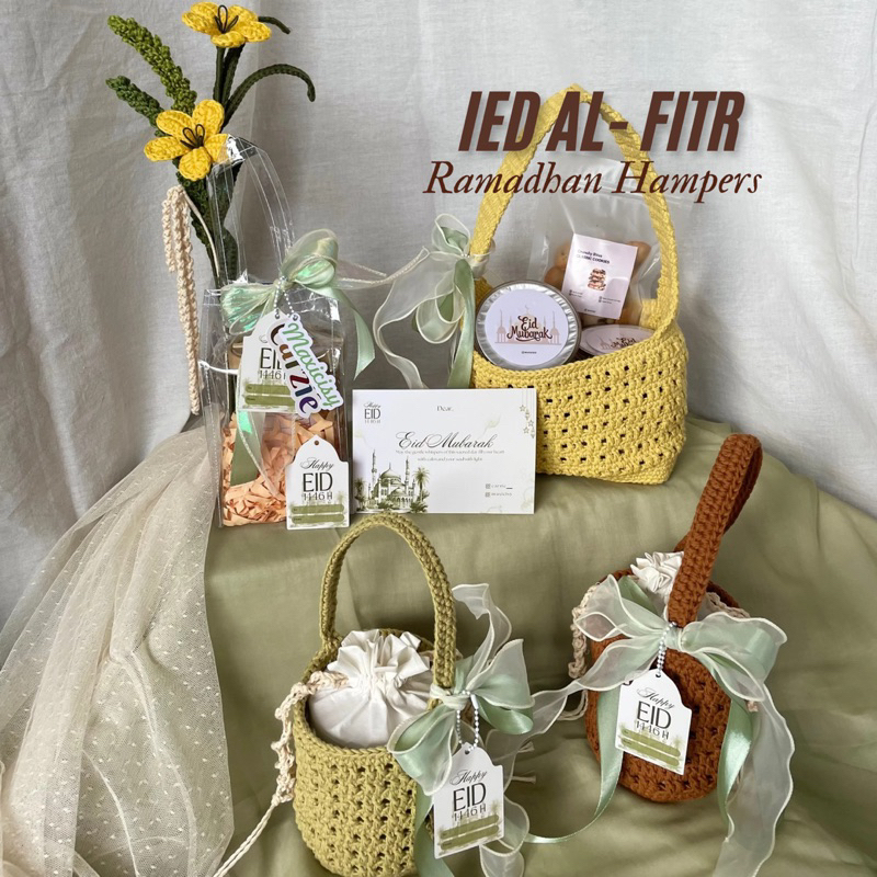 

Hampers Lebaran | Ied Mubarak | Raya Hampers | Tas Rajut | Bunga Rajut [Kue kering/ Tas Rajut]