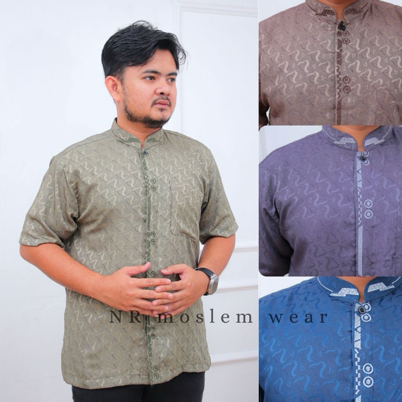 BAJU KOKO AZWA EMBOS , Baju koko lengan pendek kode AZ