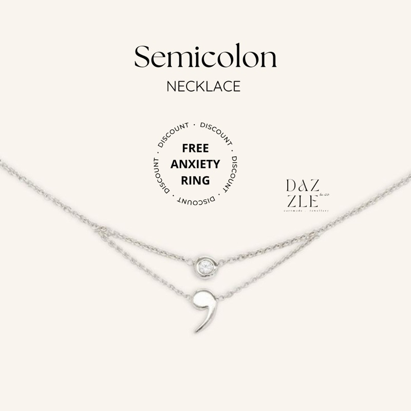 Semicolon necklace Kalung Semicolon Titanium Dazzlenco