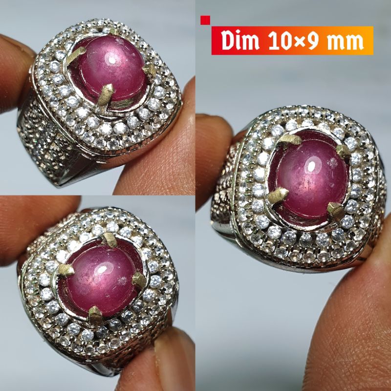 Cincin pria permata Ruby Mozambique HQ