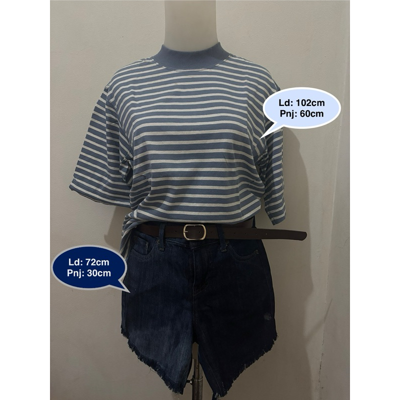 set murah/baju wanita/atasan wanita/atasan/levis/levis pendek/lengan tanggung/baju garis-garis/prelo