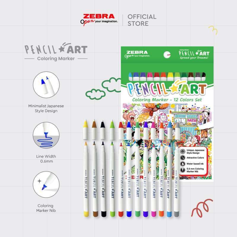 

ZEBRA PENCIL ART 12 WARNA / SPIDOL WARNA SET / WATER BASED MARKER