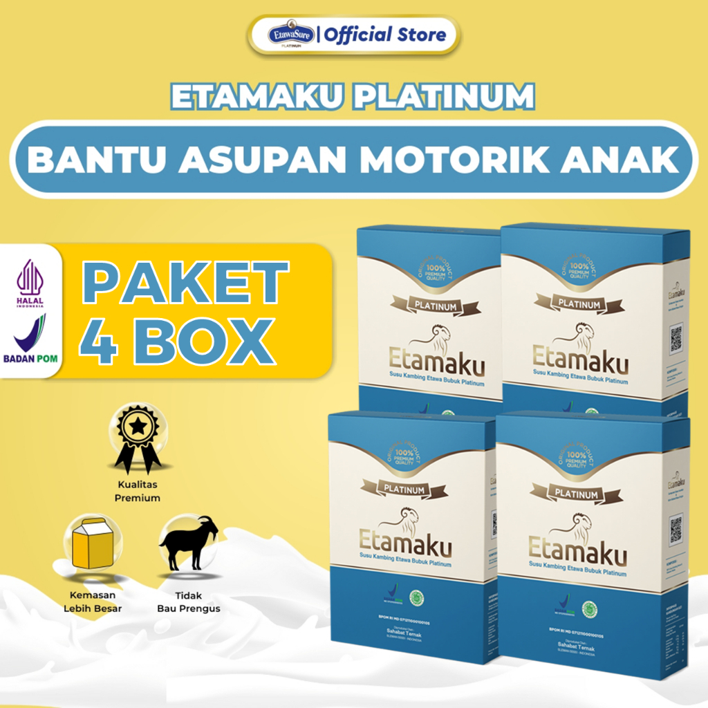 

Paket 4 Box Susu Kambing Etawa Etamaku Untuk Asam Lambung dan Pencernaan Susu Etawa Original