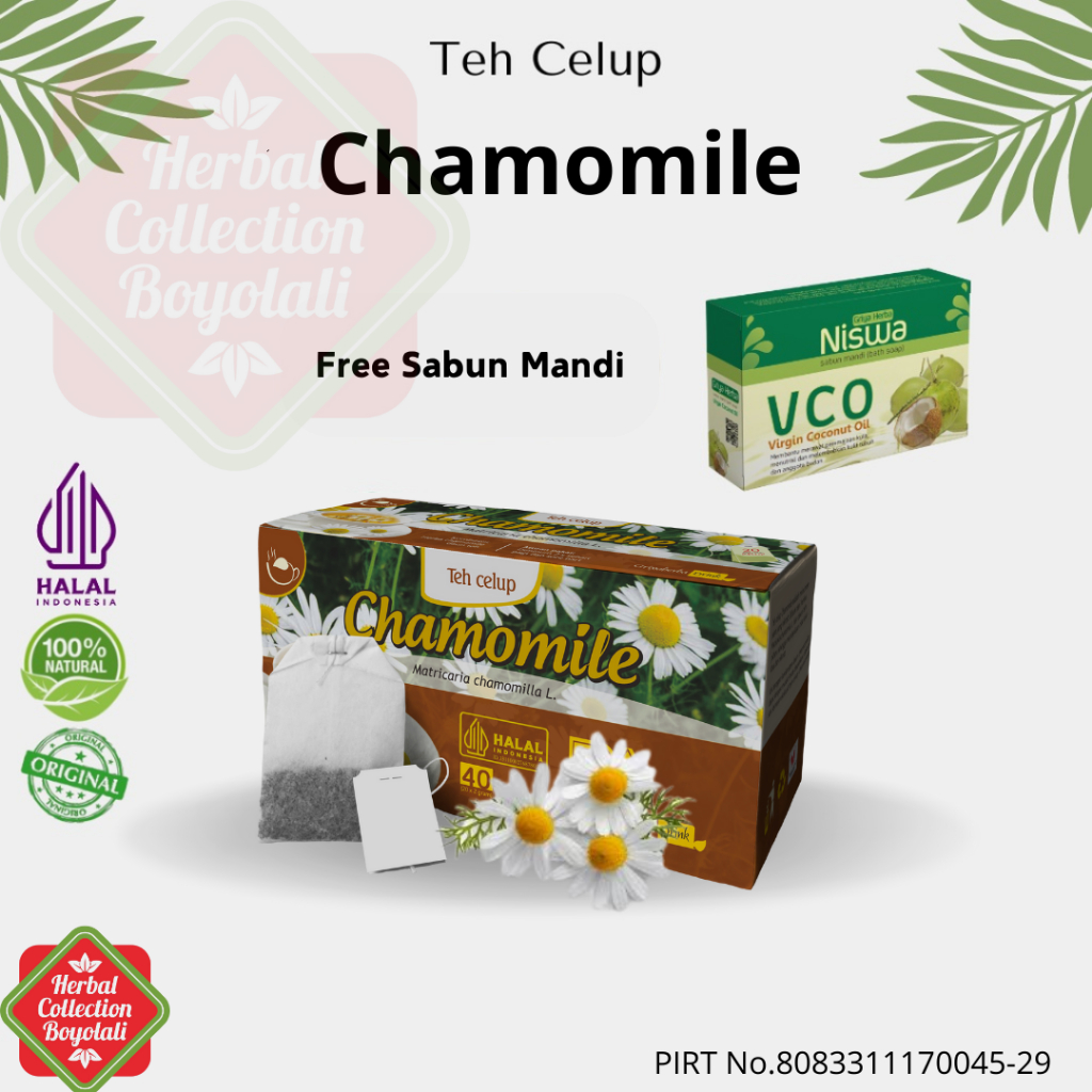 

Teh herbal Chamomile griya herba isi 20 kantong teh celup membantu meningkatkan kualitas tidur halal