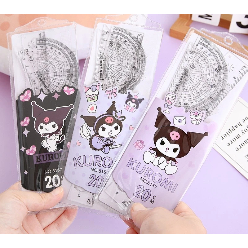 

Penggaris 4in1 20cm Sanrio Kuromi Karakter Mistar Busur Segitiga Sama Sisi Segitiga Sama Kaki