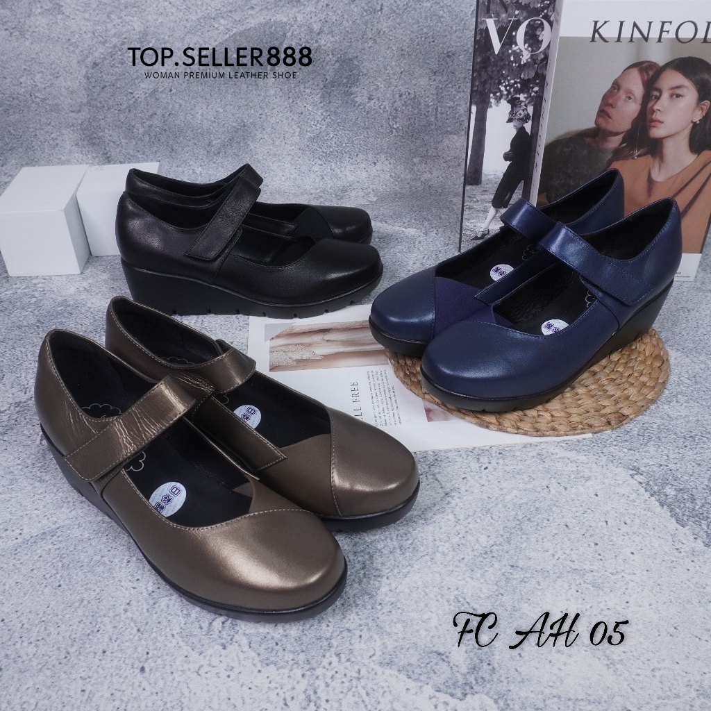 Sepatu Wedges Tali Wanita FIRST CONTACT 7 cm 100% Kulit Asli