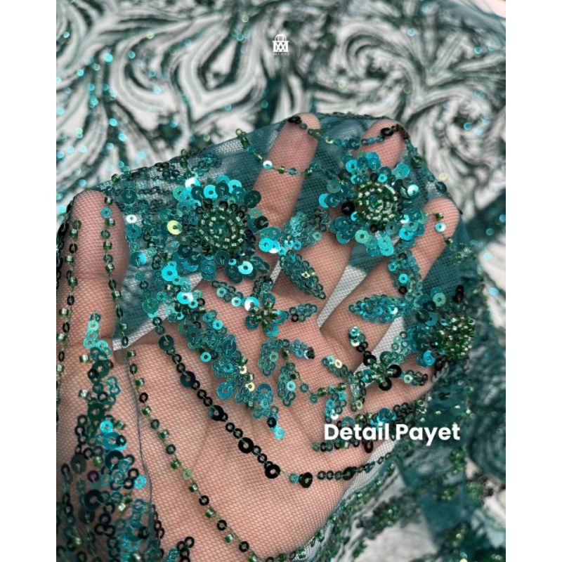 Kain Tile Payet Premium Meteran/Kain Brokat Payet Murah (harga per 1/2 m)