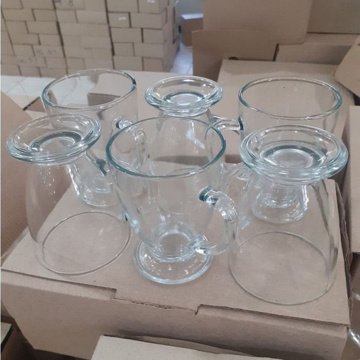 Gelas Tangkai Kaca Polos - 6Pcs (CMM-255) Gelas Gagang Kaca / Gelas Kaca / Gelas Cantik / Gelas Mura