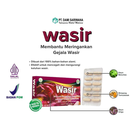 Jamu Herbal WASIR 12 Kapsul Meringankan Wasir