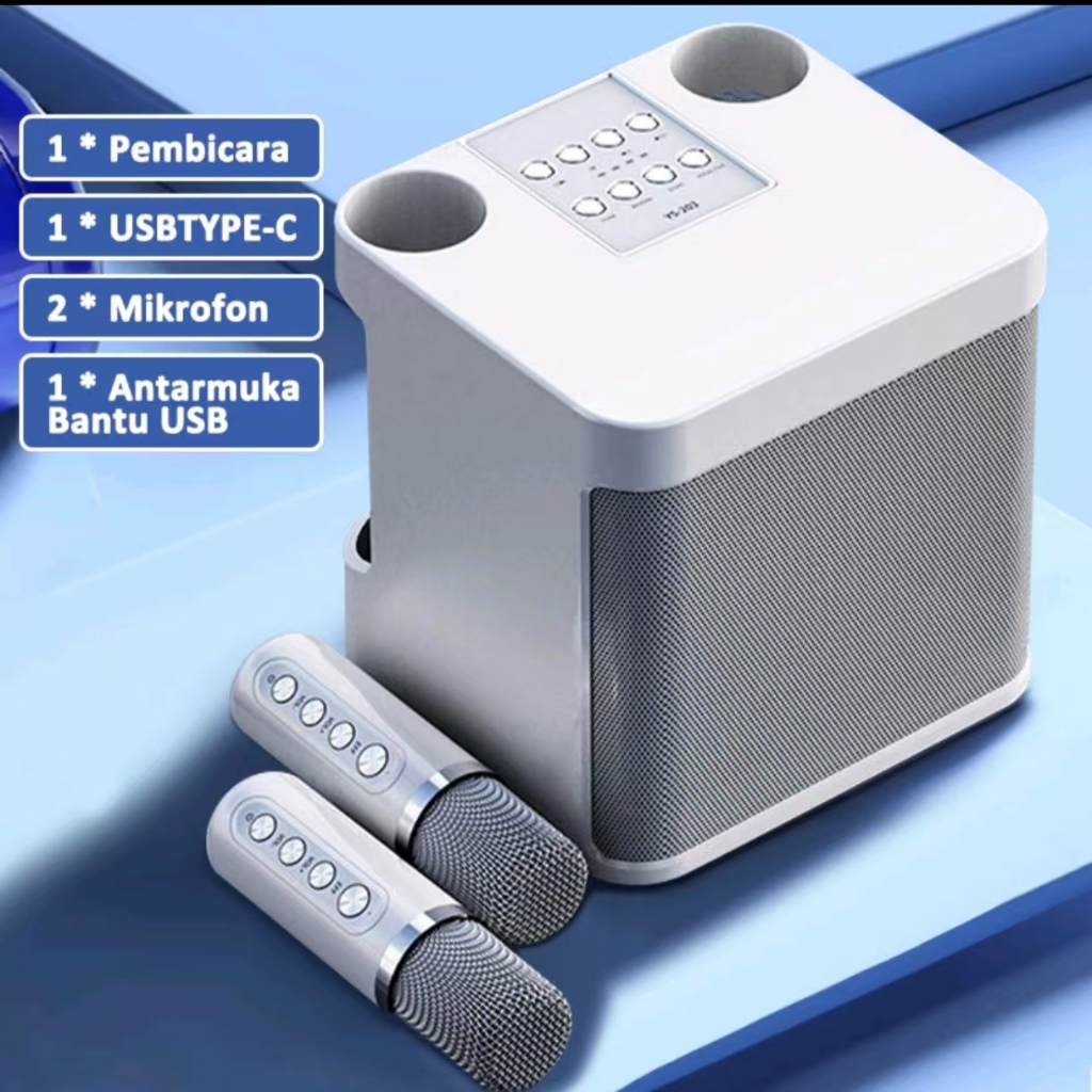New Speaker Bluetooth Karaoke 2 Mic Wireless Outdoor Party Ktv Ys-203 Voice Karaoke Speaker