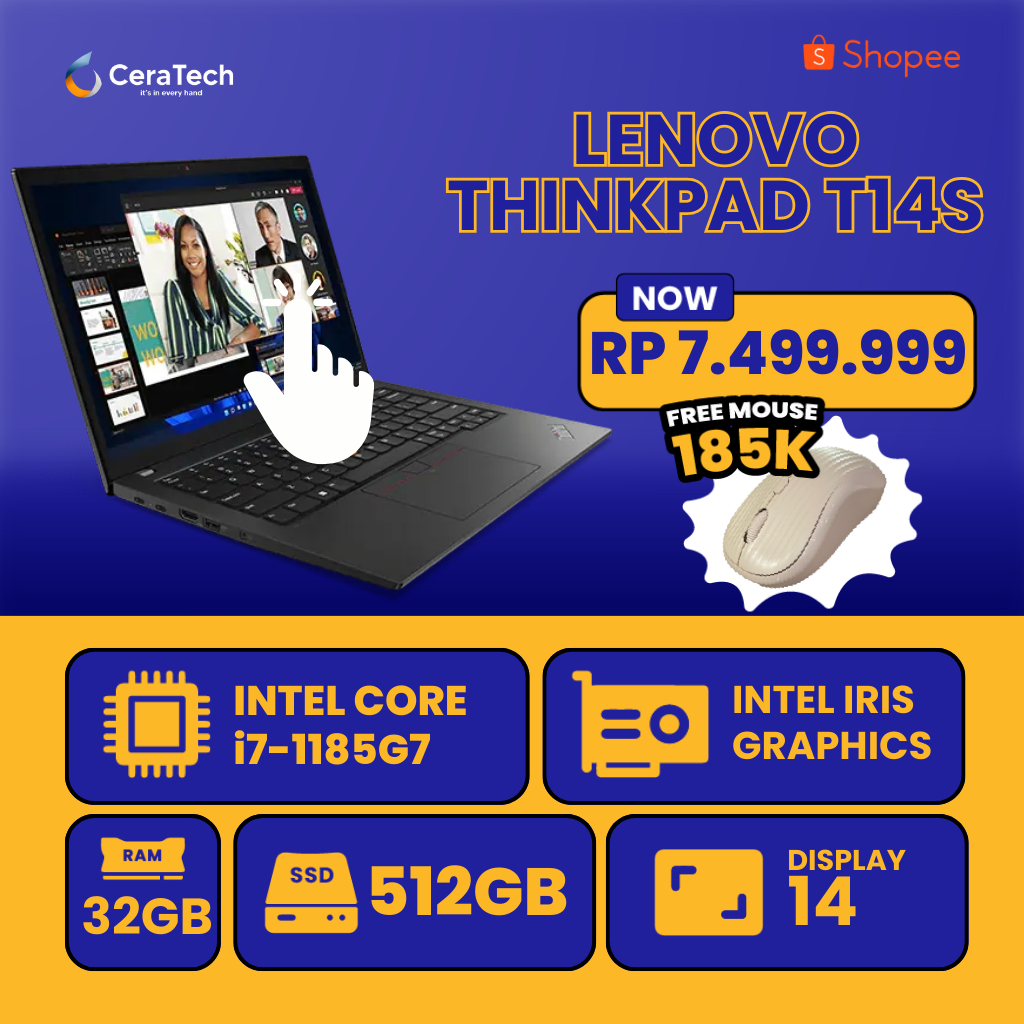 Laptop Lenovo thinkpad T14S SLIM TOUCHSCREEN - Intel core i7 Gen 11 - Ram 32 ssd 512gb - SECOND HARG