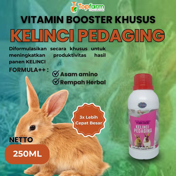 Vitamin Booster Penggemuk Kelinci 250ML/ Vitamin Kelinci Pedaging/ Vitamin Herbal Penggemuk Kelinci/