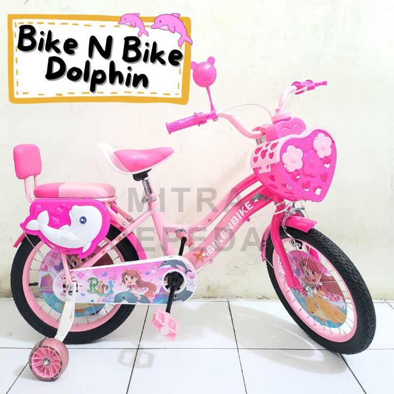 BONUS BOTOL Sepeda Anak Perempuan Mini Dolphin BNB 18 Inch Sepeda CTB BNB Keranjang Love Hati