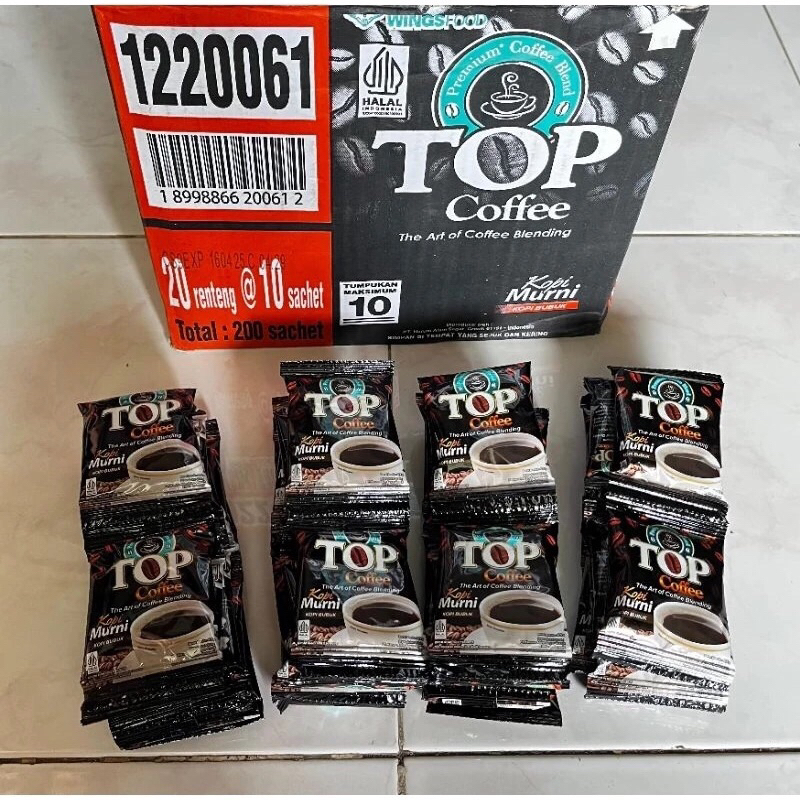 

TOP COFFEE MURNI MINI ( 1 RENTENG ISI 6,5 GRAM ) TOP KOPI MURNI TANPA GULA KEMASAN MINI
