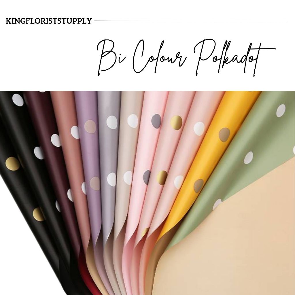 

Kertas Pembungkus Motif Solid POLKADOT WRAPPING PAPER KERTAS BUKET KERTAS KADO CELLOPHANE