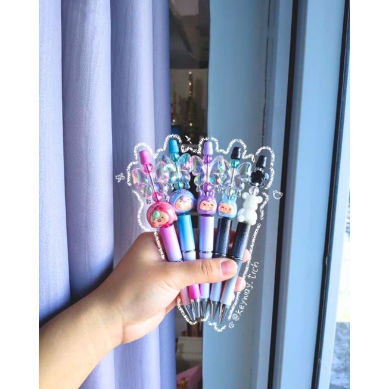 

BUBBLY BLISS Pens Pulpen Aesthetic Estetik Menulis Charm Beads Manik Luxury