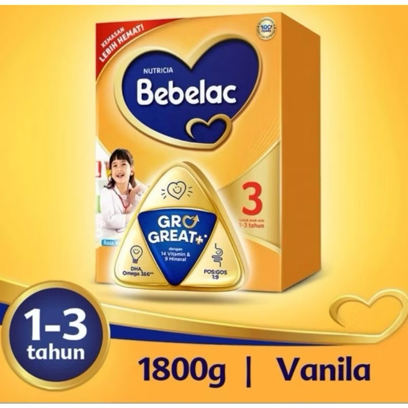 BEBELAC 3 / Bebelac 1+ Vanila Madu Susu Pertumbuhan 1-3 Tahun 1800gr