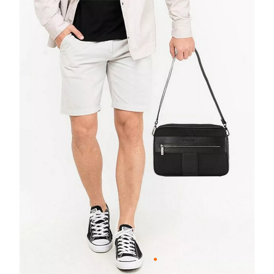 Tas Leather Nylon RFID Hush Puppies Pria - Lucas Clutch/Messenger Bag