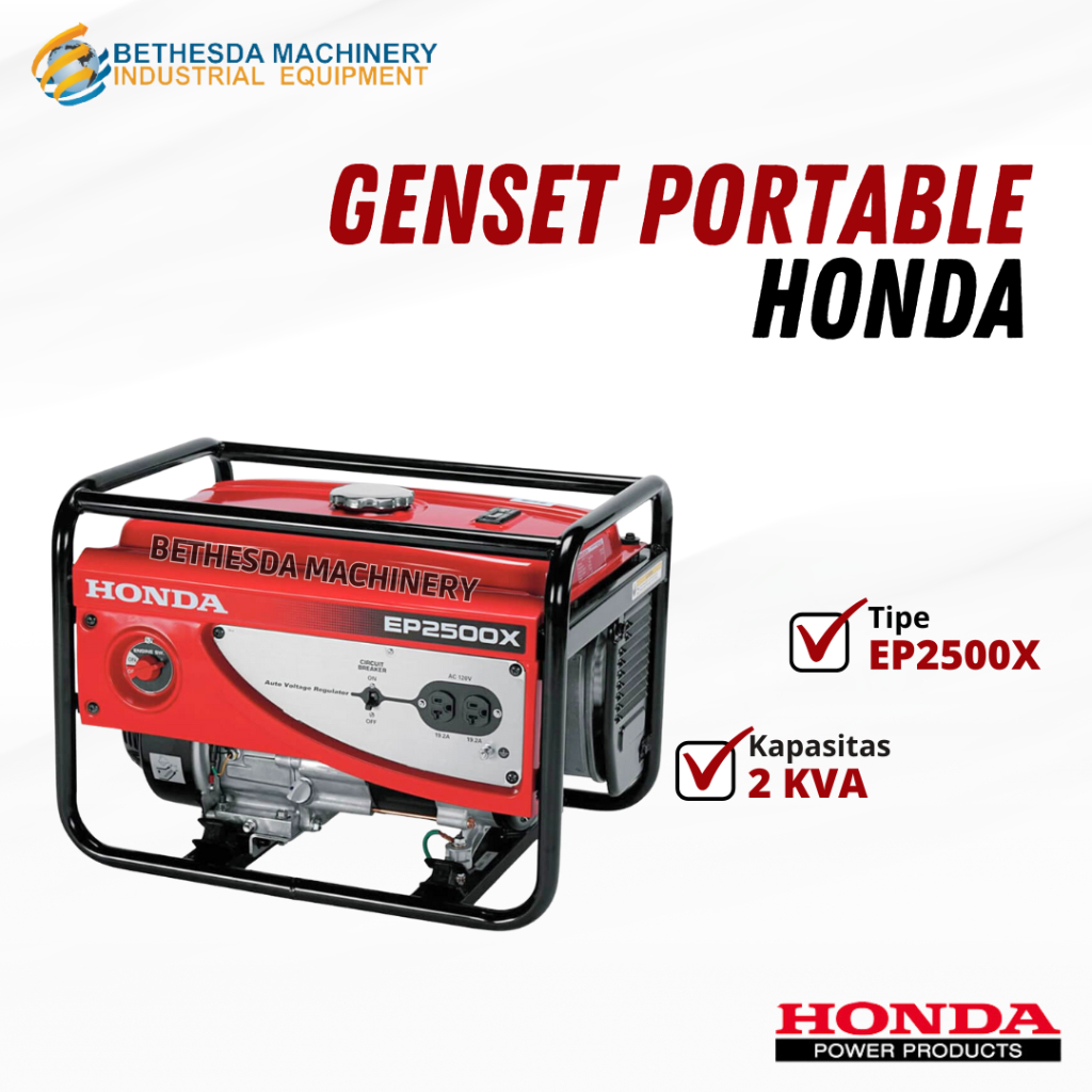 Genset Honda Portable 2 Kva / 2000 Watt Open Type Bensin EP2500CX 1 Phase