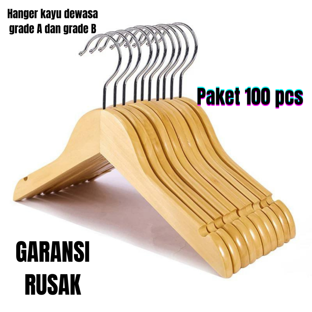 100 PCS Gantungan kayu baju aesthetic | gantungan aesthetic kayu baju dewasa