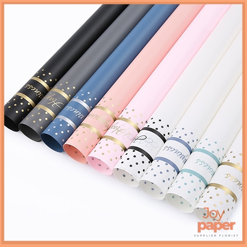 

Wrapping Paper Motif Polkadot Kertas Buket Flower Wrapping Polkadot Gold Line Happiness KB6077