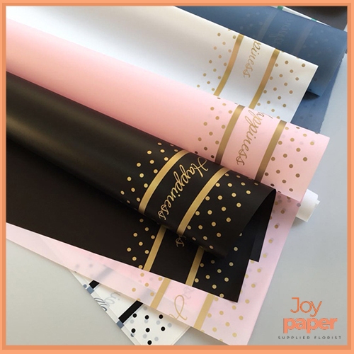 

20 Lembar Kertas Buket Polkadot List Line Gold Wrapping Paper Flower Wrapping Color Transparent Cellophane Bunga kb6077