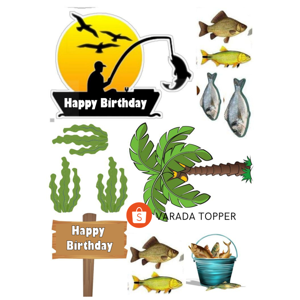Topper MANCING MANIA Free Custom Nama dan Umur | Hiasan Cake Birthday MANCING