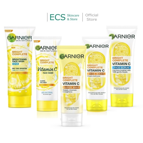 Garnier Bright Complete Vitamin C Foam / Scrub / Whip Foam - Ukuran 50ml / 100ml - Facial Wash Kunin
