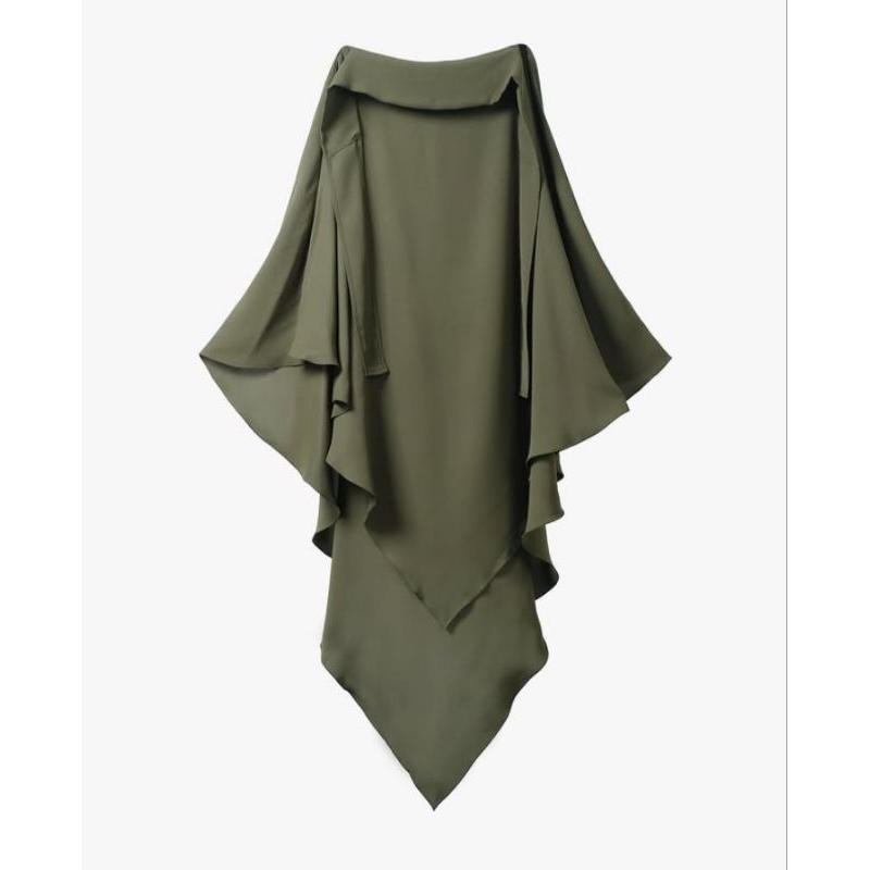preloved Huda FK French Khimar Elmadina Mazen Anti UV Dark Olive umroh Haji hijab