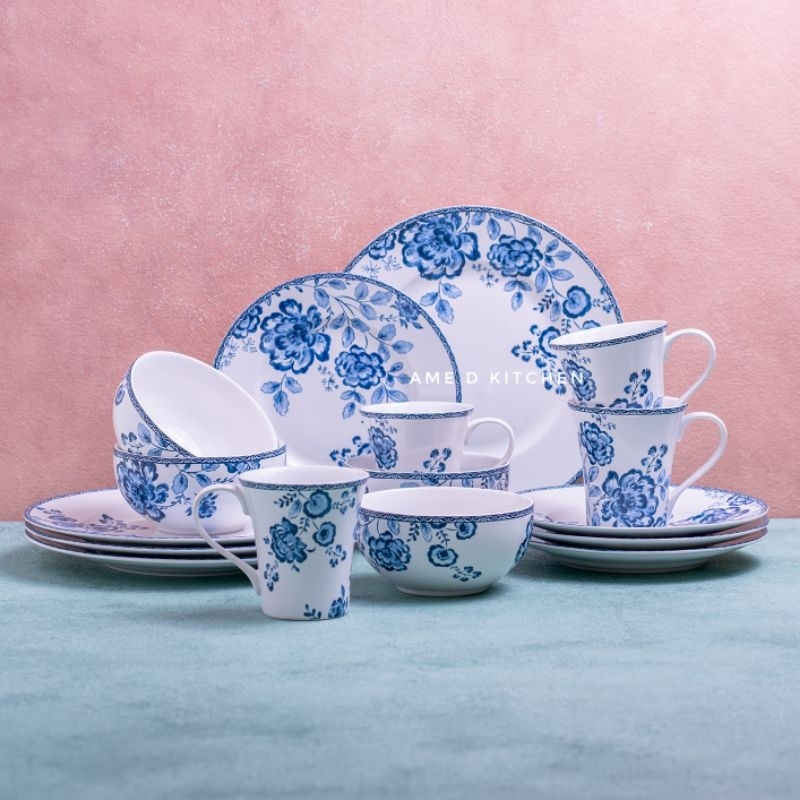 New ArrivalsPerlengkapan makan keramik set / Dinner set sango isi 16 pcs Tracy Blue