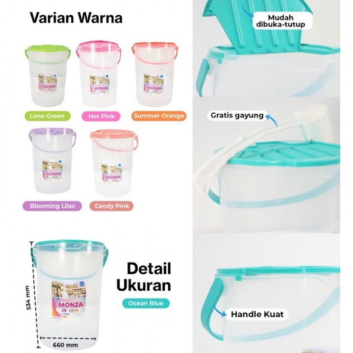 Ice bucket 26 liter Monza + gayung putih / Aquarium Es Kelapa / Toples es + Gayung 26 liter