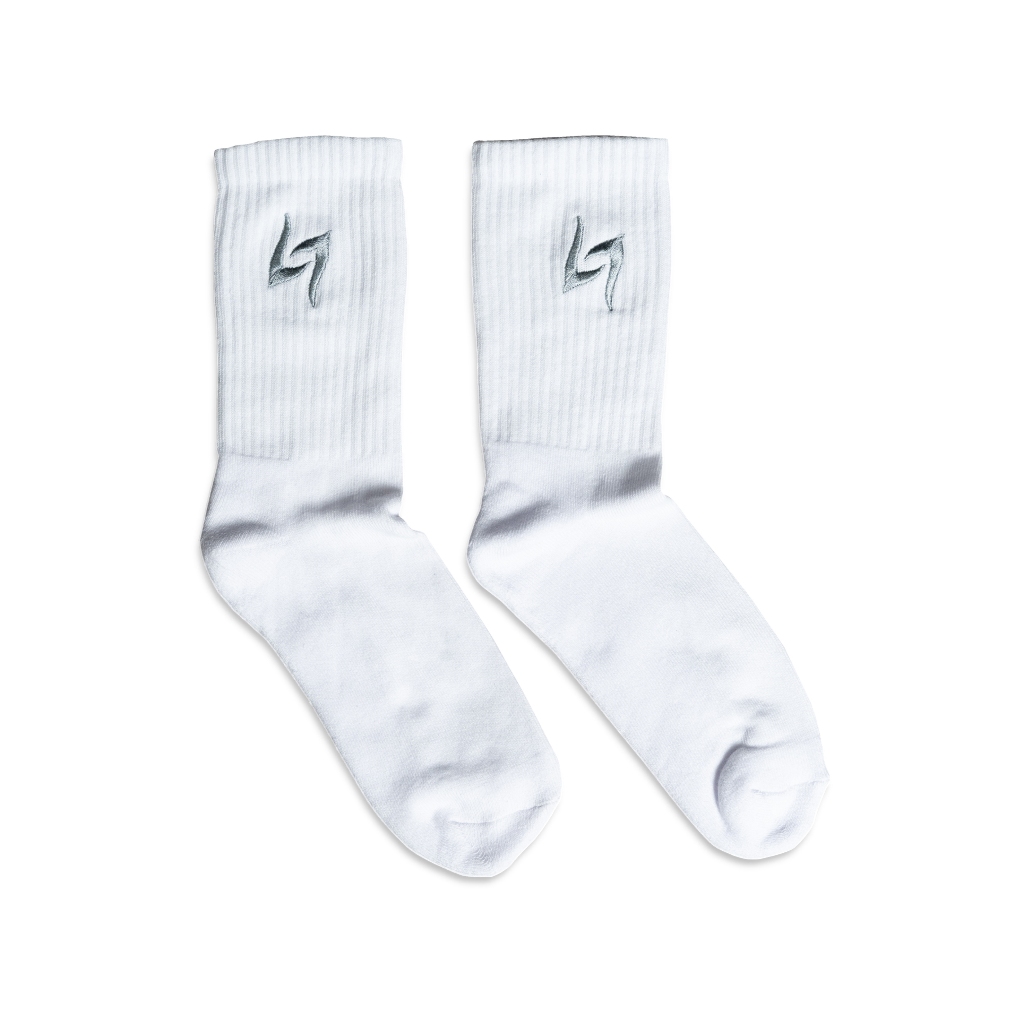 Lawless Jakarta - Initial Psych Logo Embroidered Crew Socks - White