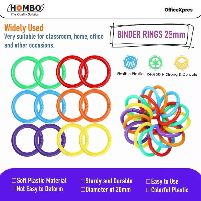 

N/A Plastik Binder Books Ring / Plastik Binding 28mm O Ring Hombo (10pcs)