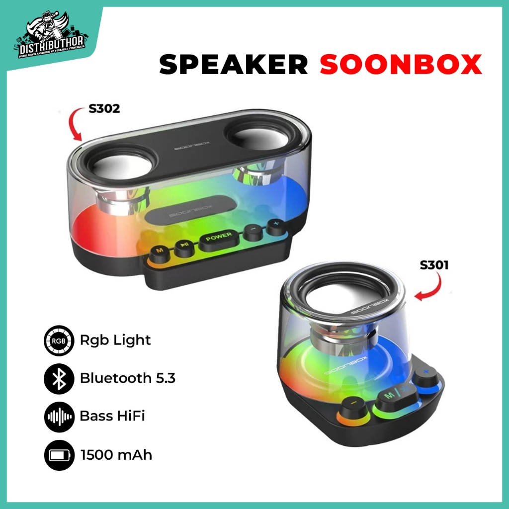 SOONBOX Speaker Bluetooth RGB Light Music Bass Speker Wireless