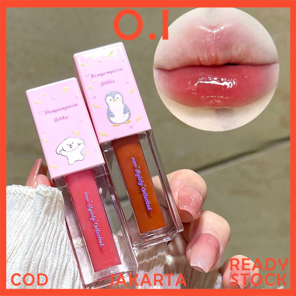 Uslike Cute Bear Glossy LipTint Waterproof Tahan Air Tahan Lama Lipcream Untuk Harian