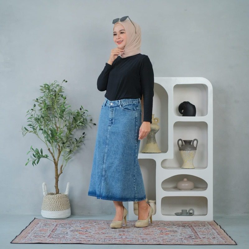 Rok Span Snow Jeans Wanita Kekinian