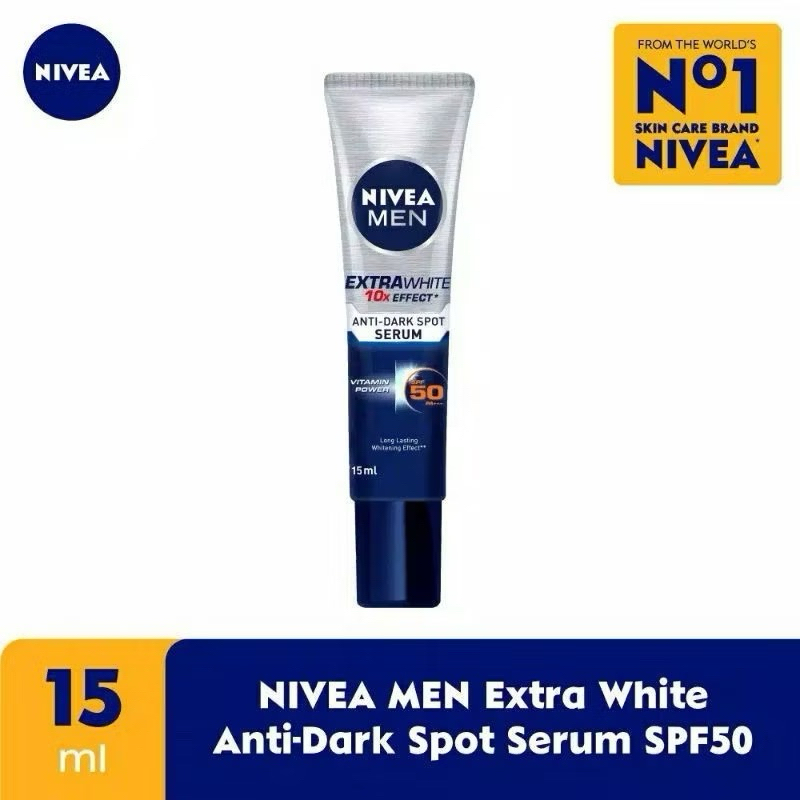 NIVEA MEN Extra White Anti Dark Spot Serum SPF 50 PA+++ 15ml Sunblock Wajah Untuk Pria