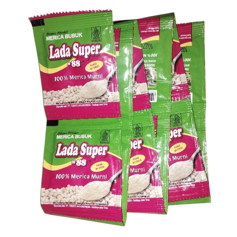 

Lada Super M88 Merica Bubuk 3g – 1 Renceng (Isi 12 Sachet)